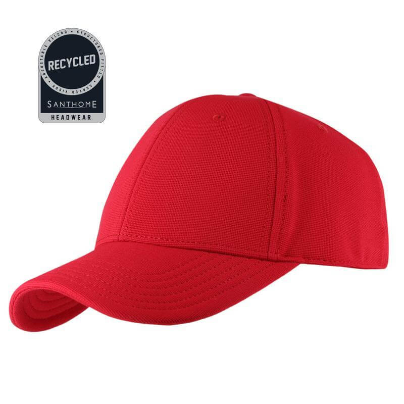 Recycled 6 Panel Adjustable Cap - Red