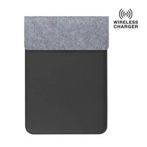 14" Felt Laptop Sleeve With 15W Magnetic Charger - Black