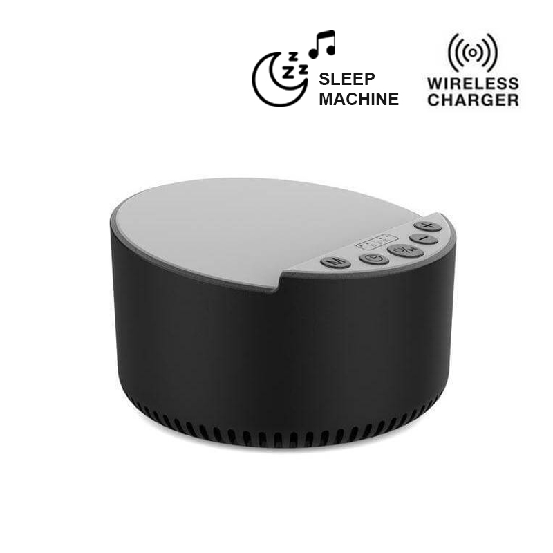 3-in-1 Bluetooth Speaker with Sleep Machine and 15W Wireless Charger - Black