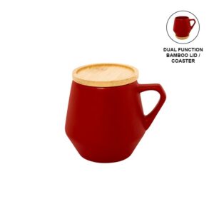 eco-neutral Ceramic Mug with Bamboo Lid - Red